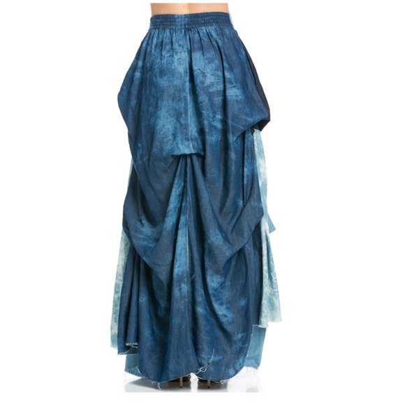 NWT TOV HOLY The Damsel's Blu Denim Flowing Maxi Skirt - Picture 5 of 6